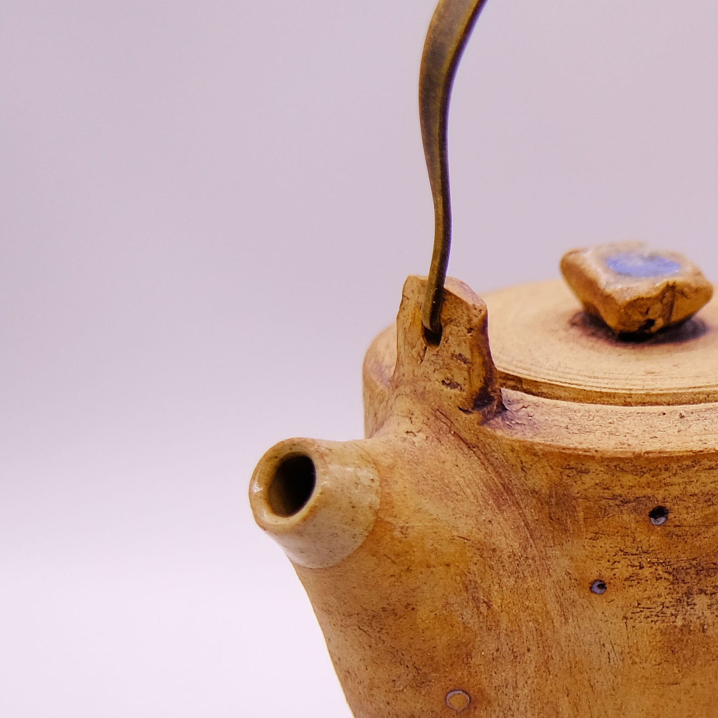 Rustic teapot with metal handle