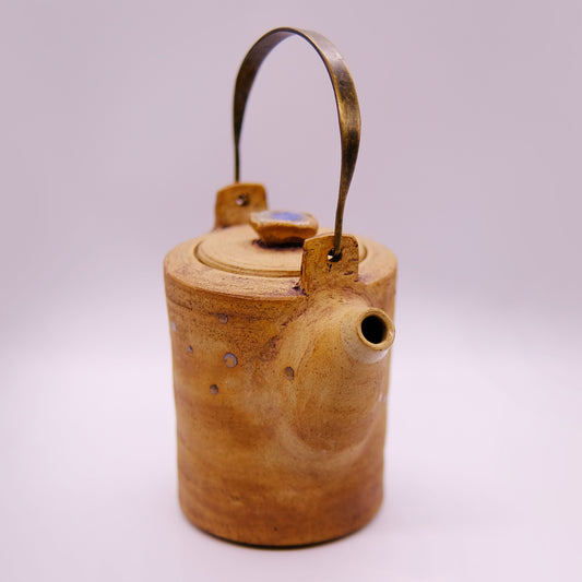 Rustic teapot with metal handle